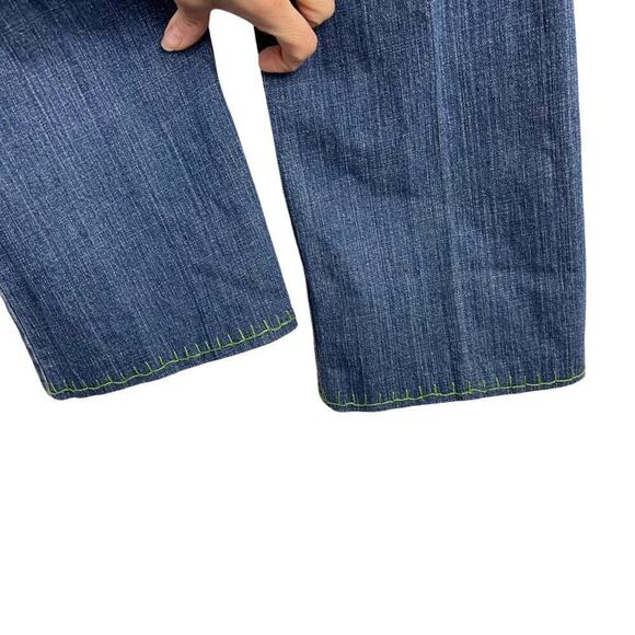 VTG Lei Y2k Blue Denim Low Rise Ashley Jeans Orange Floral Boho Embroidery 15 - Picture 13 of 14